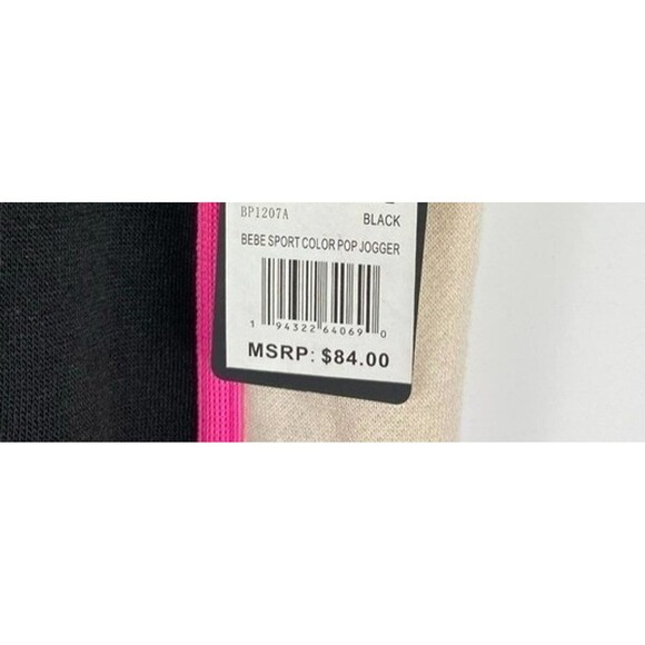 Bebe Sport Jogger Pants Womens 3X Black Pink Sweatpants Pockets Casual Ladies - Picture 6 of 6